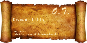 Oravan Tilla névjegykártya